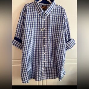 Johnny Bigg Australia Mens Dress Shirt US 3XL EU 5xl AU 5xl Blue White Plaid NWT